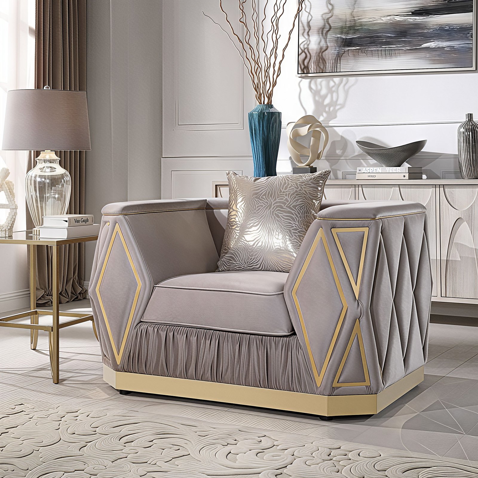 KIBALI™ – MODERN GLAM VELVET SOFA SET – L8725