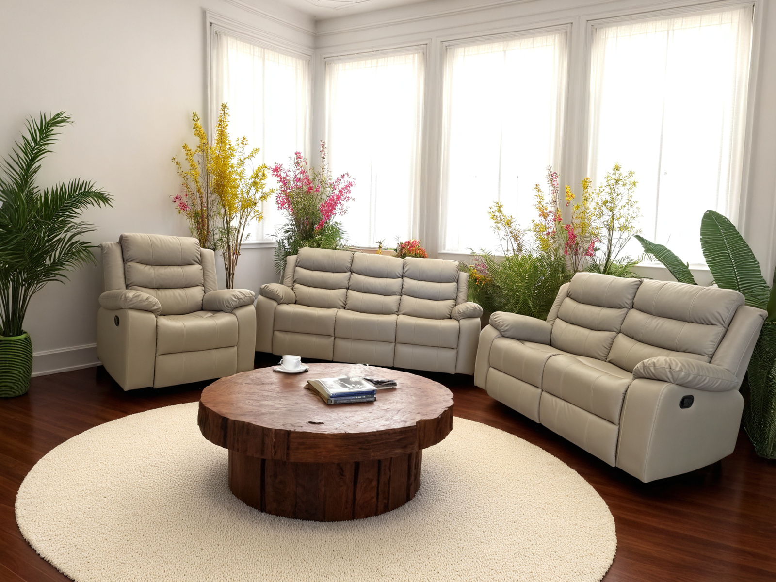 ModenaLeather™ 3‑Piece Manual Reclining Leather Sofa Collection – 7006