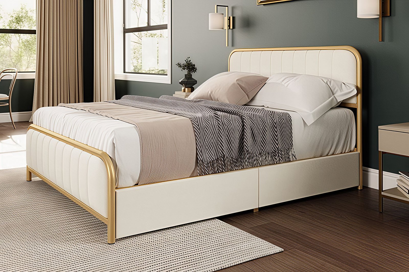 AUREX™ – LUXURY VELVET STORAGE PLATFORM BED – T2334