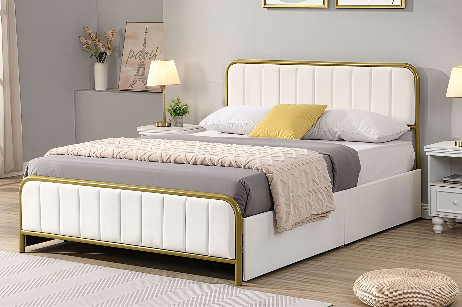 AUREX™ – LUXURY VELVET STORAGE PLATFORM BED – T2334