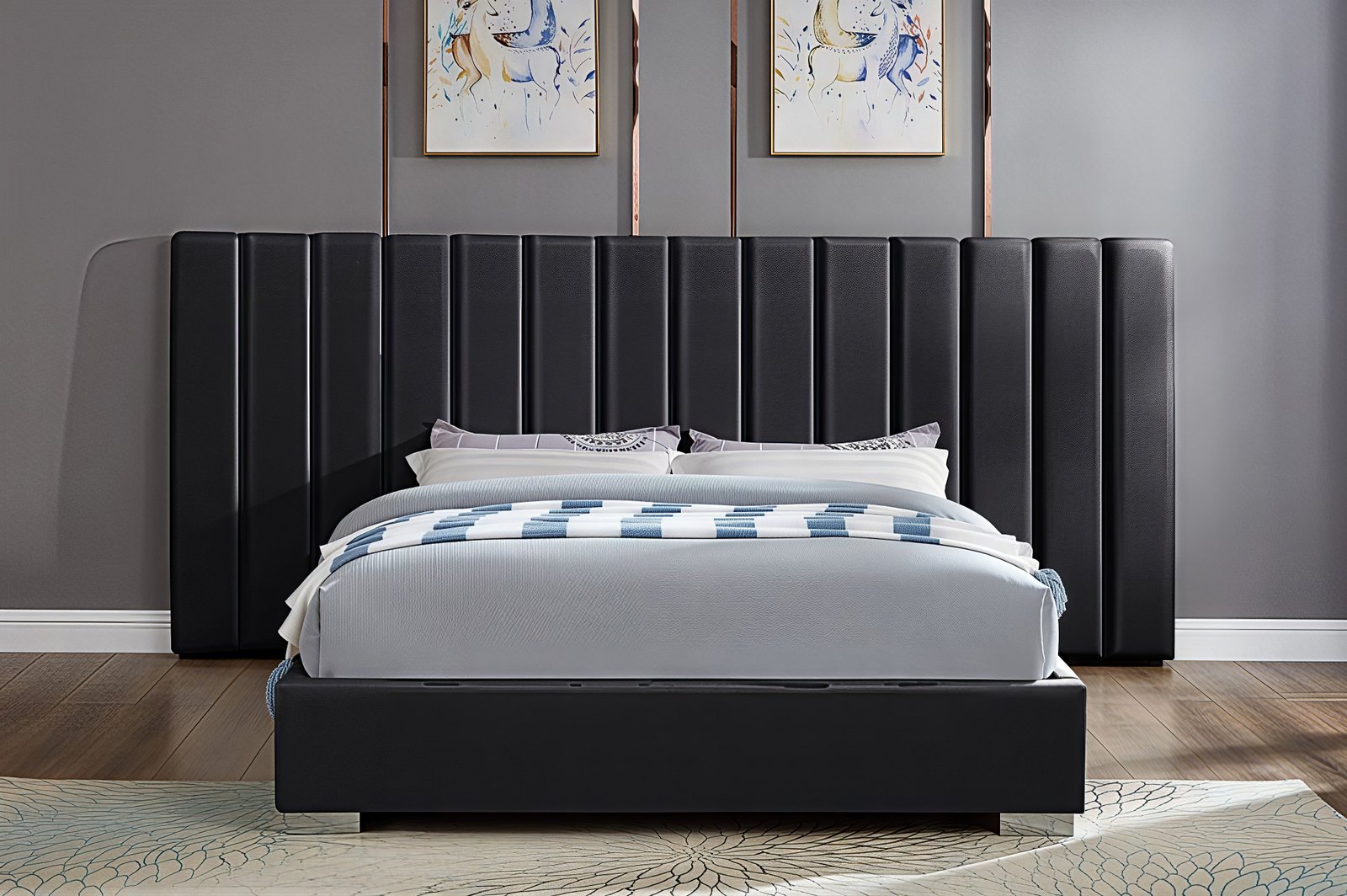 VALERION GRAND™ – EXTENDED PANEL VELVET PLATFORM BED – T2379