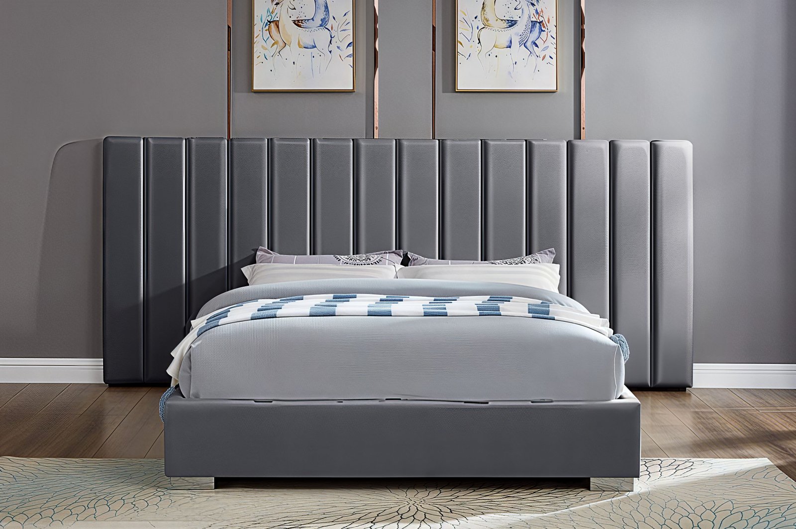 VALERION GRAND™ – EXTENDED PANEL VELVET PLATFORM BED – T2379