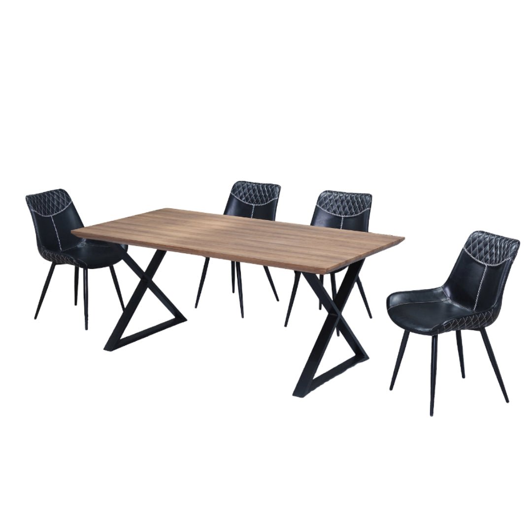 Industrial Style Wood Dining Set – Model T-1812