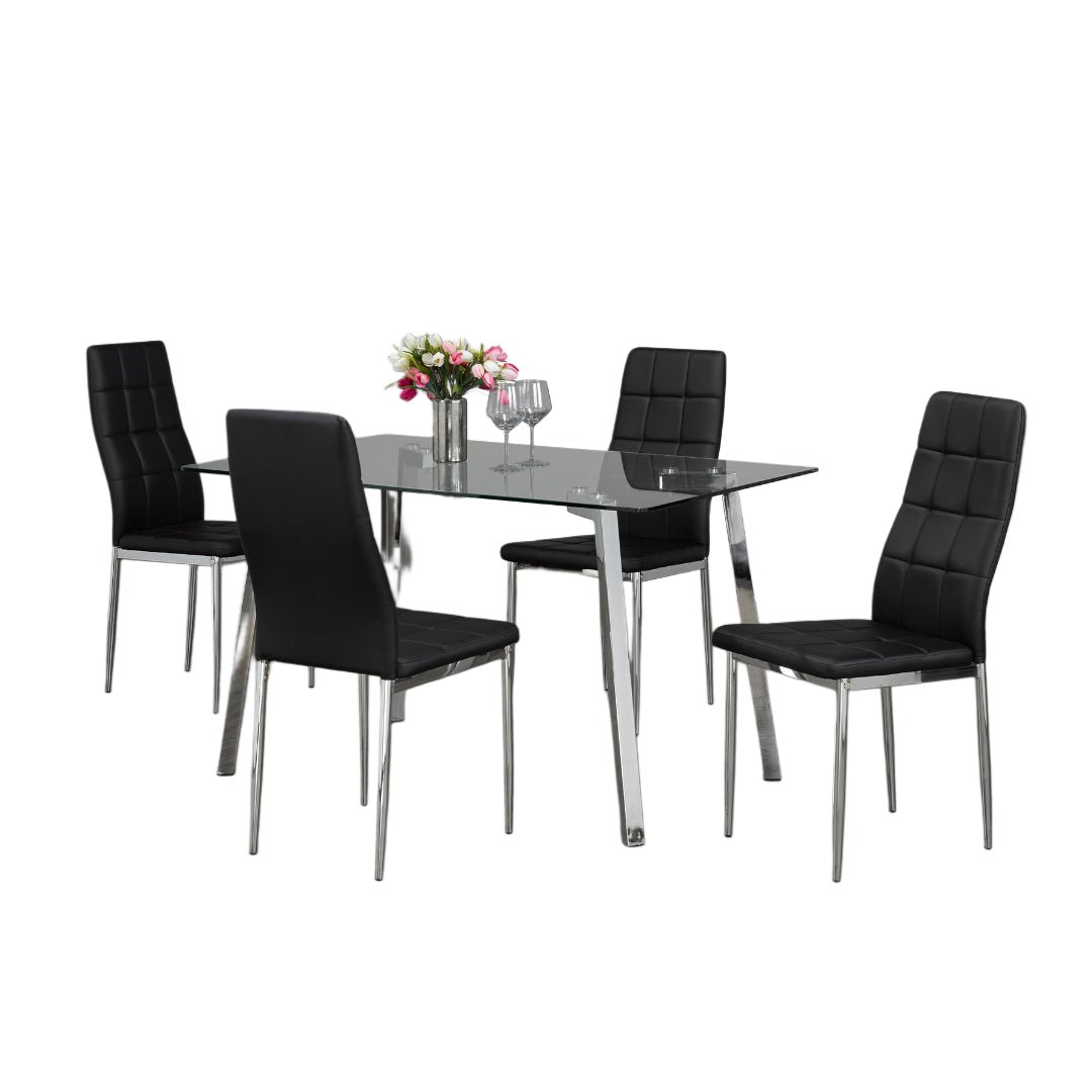 Modern Clear Glass Dining Set – Model T-5065