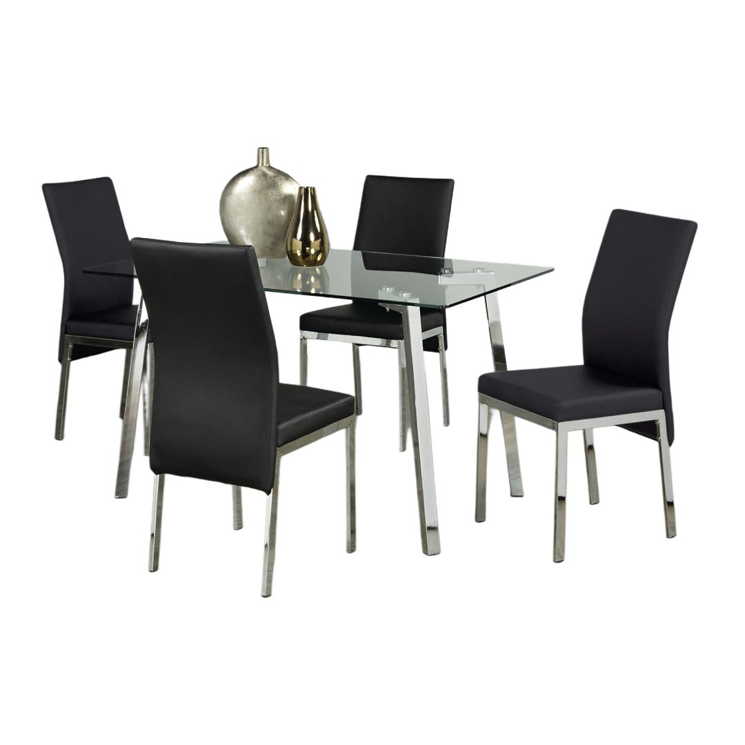 Sleek Glass Dining Set with Chrome Legs – Model T-5065
