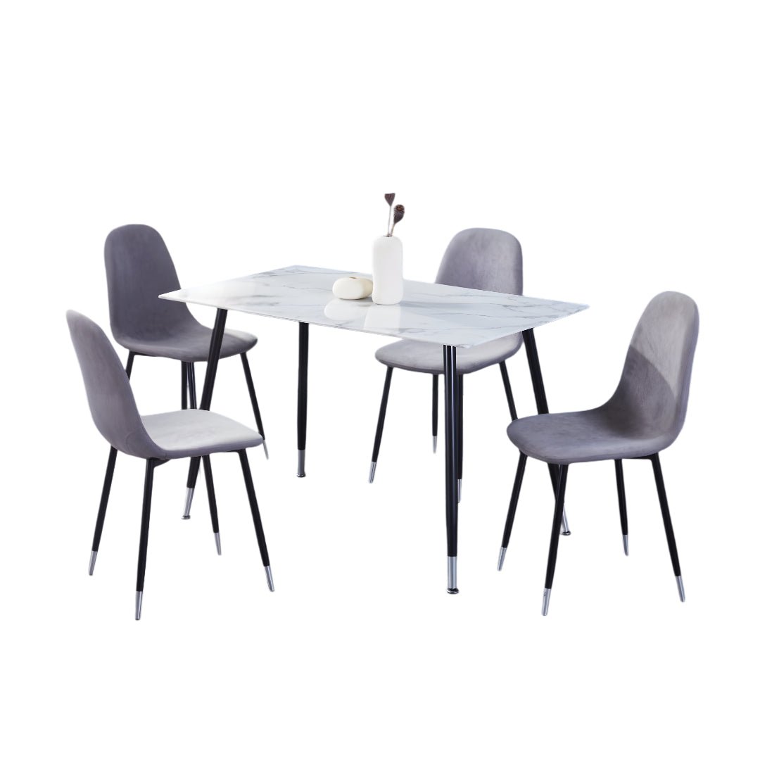 Modern White Marble Glass Dining Set – Model T-1580