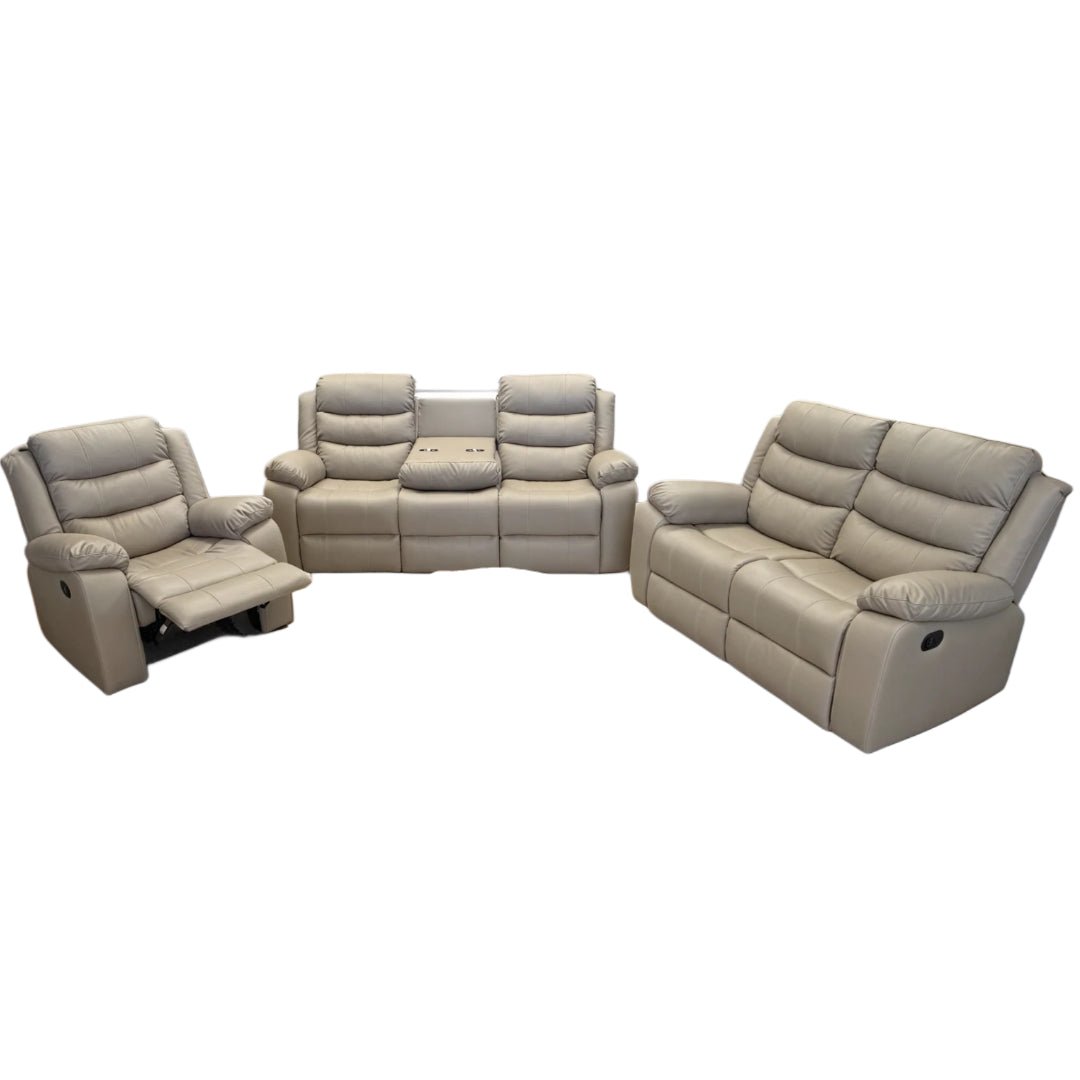 ModenaLeather™ 3‑Piece Manual Reclining Leather Sofa Collection – 7006